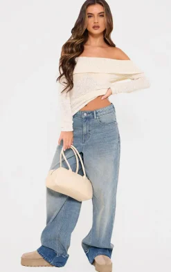 PrettyLittleThing Knitted Tops*Bobble Knit Bardot Top