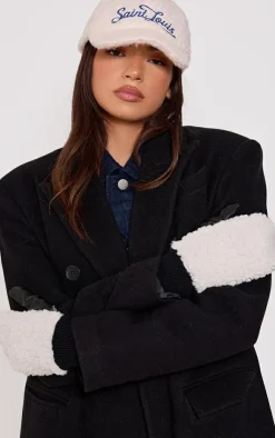 PrettyLittleThing Scarves & Gloves*Borg Contrast PU Mittens