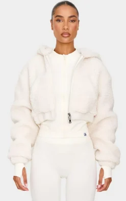 PrettyLittleThing Athletic Jackets*Borg Cropped Jacket