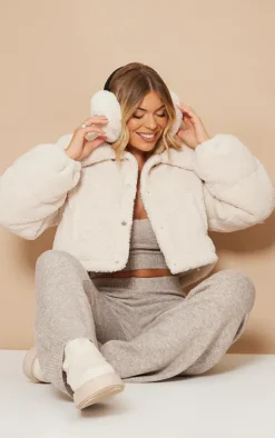 PrettyLittleThing Puffer Jackets*Borg Cropped Puffer Coat