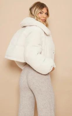 PrettyLittleThing Puffer Jackets*Borg Cropped Puffer Coat