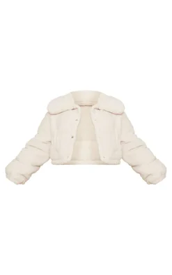 PrettyLittleThing Puffer Jackets*Borg Cropped Puffer Coat