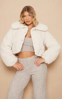 PrettyLittleThing Puffer Jackets*Borg Cropped Puffer Coat