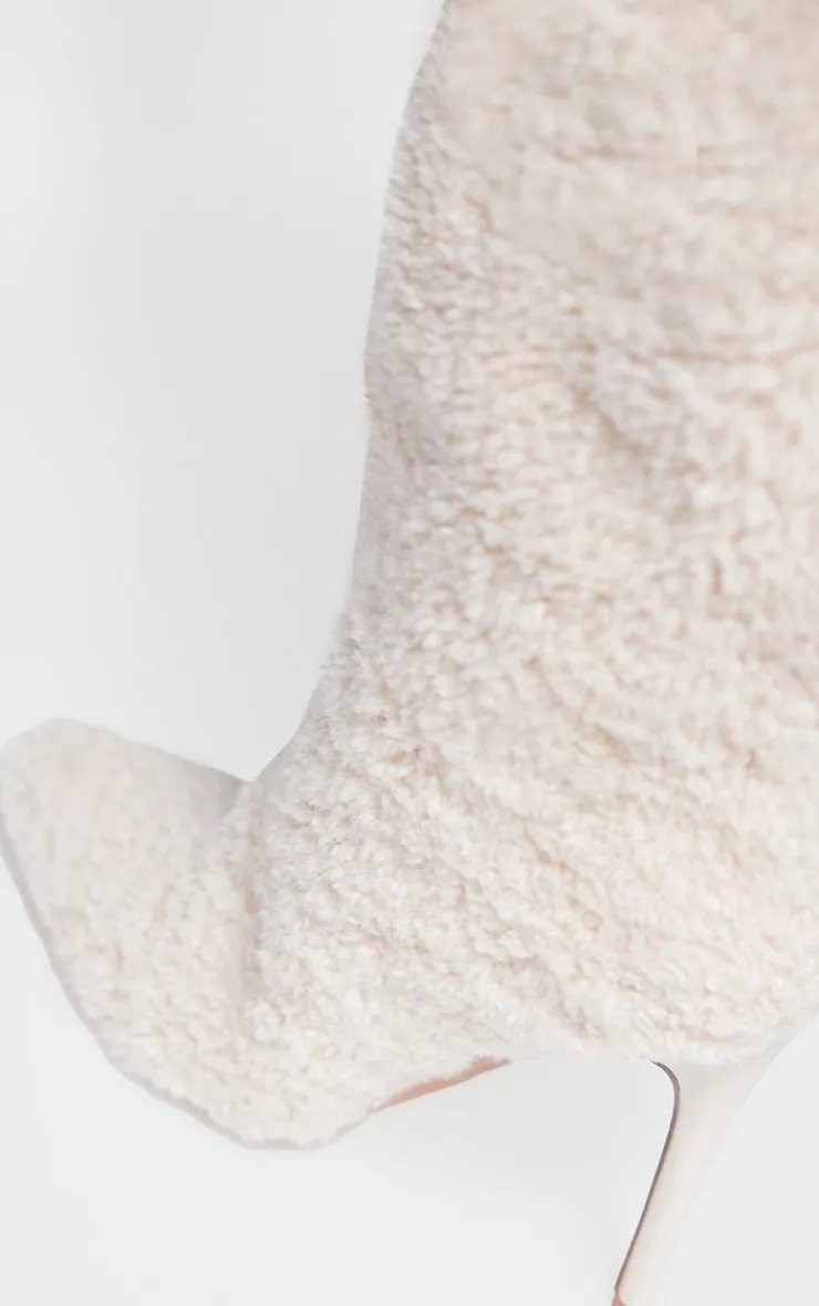 PrettyLittleThing Over The Knee Boots*Borg Point Toe High Stiletto Knee High Boots
