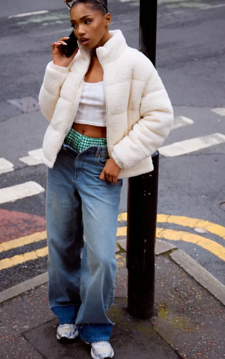 PrettyLittleThing Puffer Jackets*Borg Teddy Puffer Coat