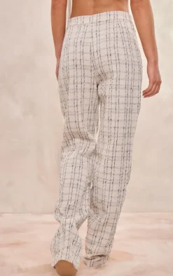 Best PrettyLittleThing Boucle High Waist Tailored Pants Cream