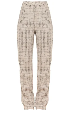 Best PrettyLittleThing Boucle High Waist Tailored Pants Cream