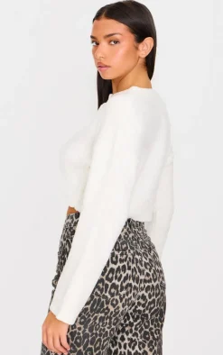 PrettyLittleThing Cardigans*Boucle Knit Button Through Cropped Cardigan
