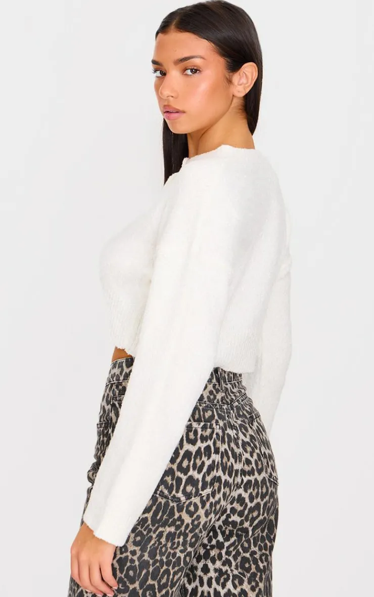 PrettyLittleThing Cardigans*Boucle Knit Button Through Cropped Cardigan