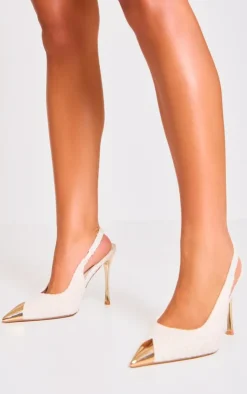 PrettyLittleThing High Heels*Boucle Metal Toe Cap High Stiletto Court Heels