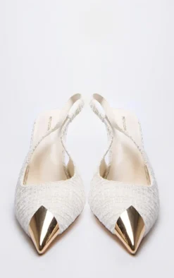 PrettyLittleThing High Heels*Boucle Metal Toe Cap High Stiletto Court Heels