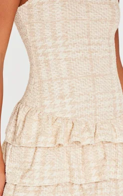 Boucle Sleeveless Frill Mini Dress-PrettyLittleThing New