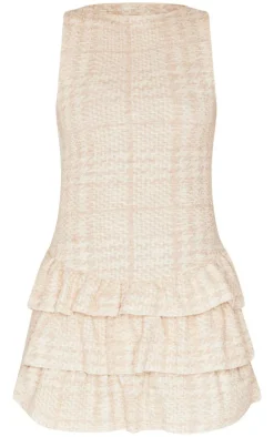 Boucle Sleeveless Frill Mini Dress-PrettyLittleThing New