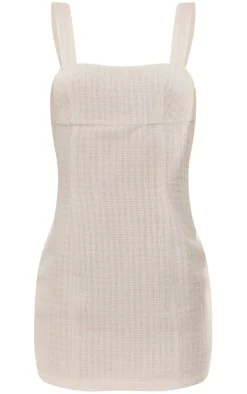 Boucle Square Neck Bodycon Mini Dress-PrettyLittleThing Clearance