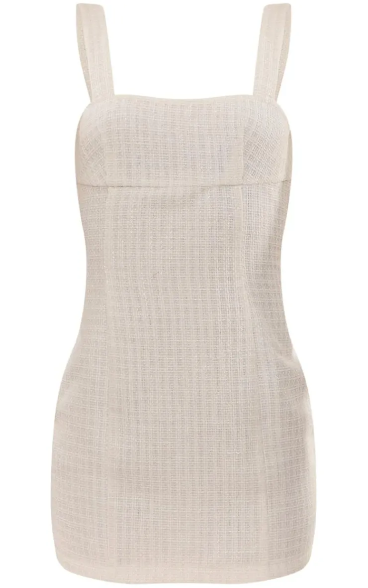 Boucle Square Neck Bodycon Mini Dress-PrettyLittleThing Clearance