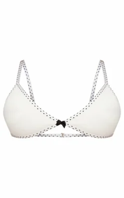 Cream Bow Detail Triangle Bra