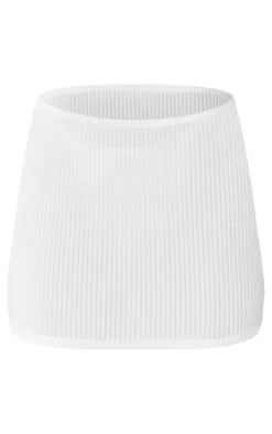 Sale PrettyLittleThing Brushed Rib Low Waist Micro Mini Skirt Cream