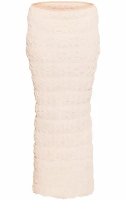 Outlet PrettyLittleThing Bubble Knit Contrast Binding Maxi Skirt Cream