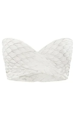 PrettyLittleThing Knitted Tops*Bubble Textured Knit Cross Front Top