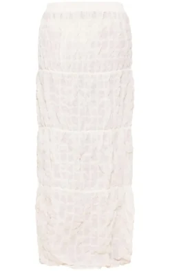 Cream Bubble Textured Maxi Skirt