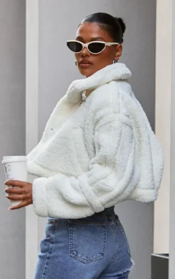 PrettyLittleThing Aviator Jackets*Buckle Collar Borg Aviator Jacket