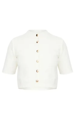 PrettyLittleThing Christmas Shop*Button Up Cap Sleeve Boucle Knit Cardigan