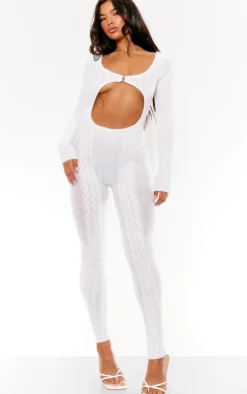 Cable Knit Extreme Cut Out Jumpsuit-PrettyLittleThing Sale