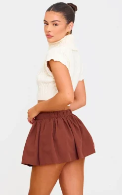 PrettyLittleThing Knitted Tops*Cable Knit Roll Neck Cap Sleeve Cropped Vest
