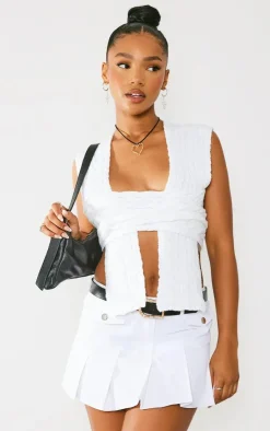 PrettyLittleThing Wrap Tops*Cable Knit Wrap Multi Way Top