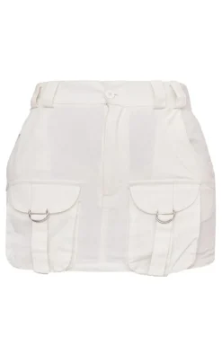 Cream Cargo Pocket Detail Micro Mini Skirt