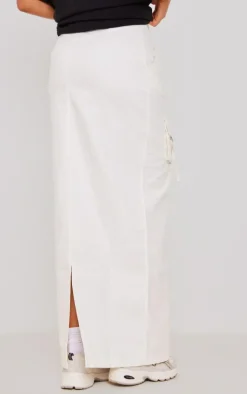 Cream Cargo Pocket Detail Maxi Skirt