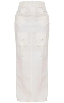 Cream Cargo Pocket Detail Maxi Skirt
