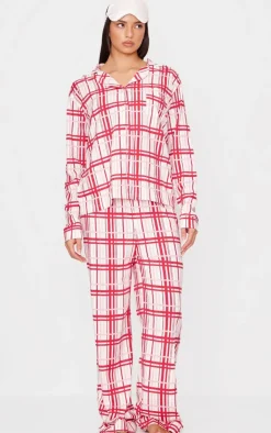 PrettyLittleThing Christmas Gifts*Check Print Jersey Long Pj Set