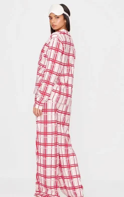 PrettyLittleThing Christmas Gifts*Check Print Jersey Long Pj Set
