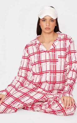 PrettyLittleThing Christmas Gifts*Check Print Jersey Long Pj Set