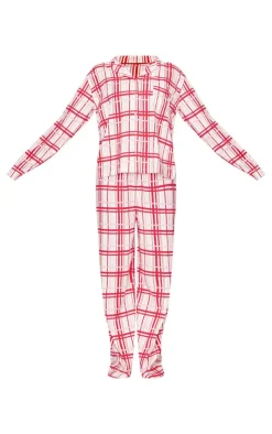 PrettyLittleThing Christmas Gifts*Check Print Jersey Long Pj Set
