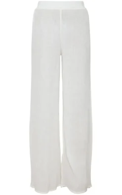 New PrettyLittleThing Cheesecloth Floaty Wide Leg Pants Cream