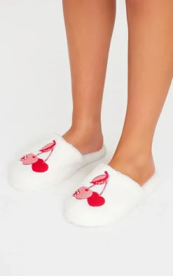 PrettyLittleThing Stocking Stuffers*Cherry Applique Borg Slippers
