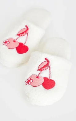 PrettyLittleThing Stocking Stuffers*Cherry Applique Borg Slippers