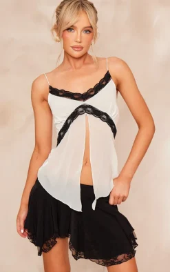 PrettyLittleThing Camisole*Chiffon Contrast Lace Strappy Cami Top