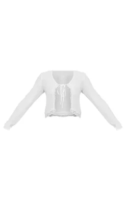 Cream Chiffon Double Lined Tie Front Top