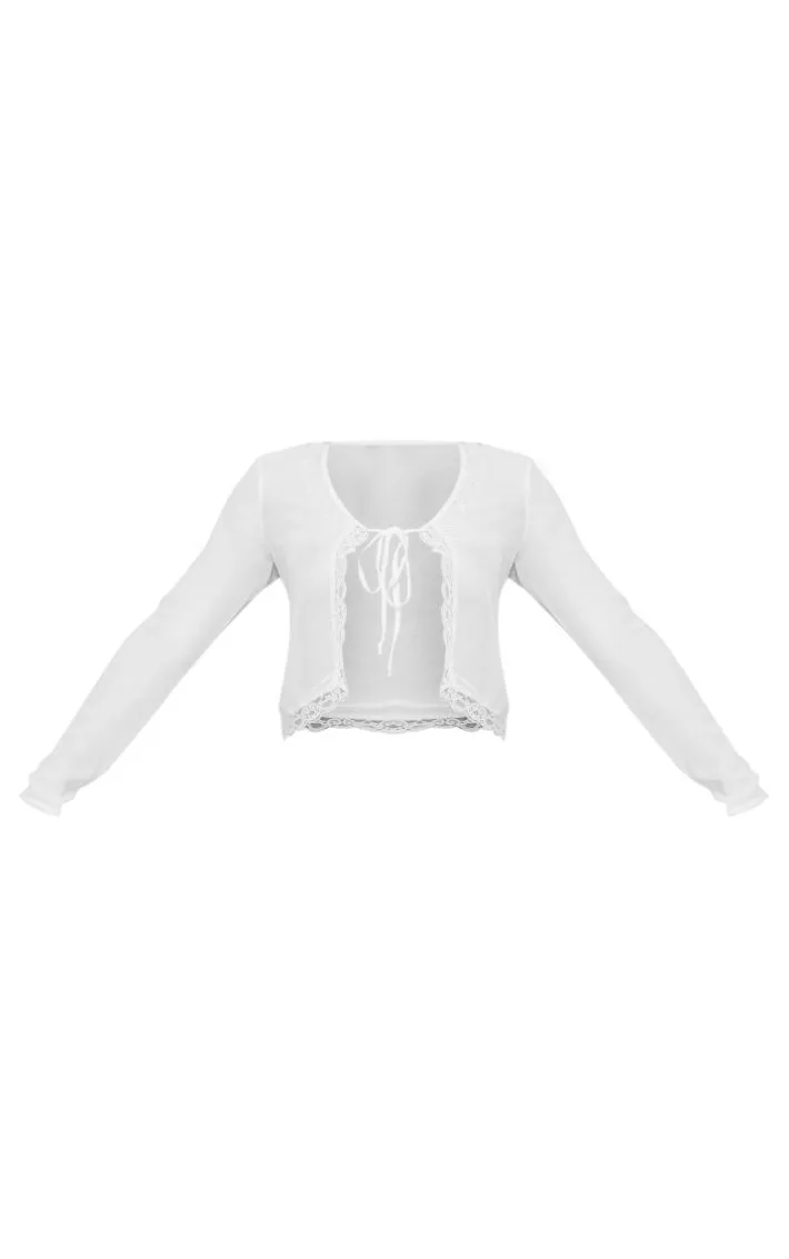 Cream Chiffon Double Lined Tie Front Top