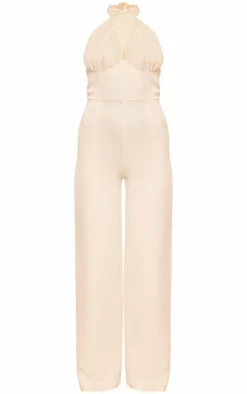 Chiffon Halter Neck Tie Detail Jumpsuit-PrettyLittleThing New
