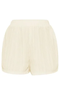 PrettyLittleThing Chiffon Plisse Floaty Shorts Cream