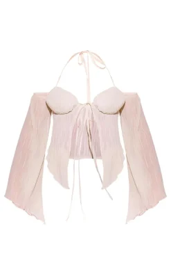 PrettyLittleThing Blouses*Chiffon Plisse Split Hem Blouse