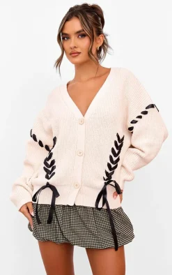 PrettyLittleThing Cardigans*Chunky Knit Ribbon Detail Cardigan