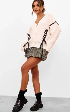 PrettyLittleThing Cardigans*Chunky Knit Ribbon Detail Cardigan