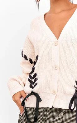 PrettyLittleThing Cardigans*Chunky Knit Ribbon Detail Cardigan