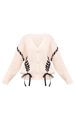 PrettyLittleThing Cardigans*Chunky Knit Ribbon Detail Cardigan