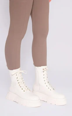 PrettyLittleThing Ankle Boots*Cleated Angled Chunky Sole Lace Up Ankle Boots